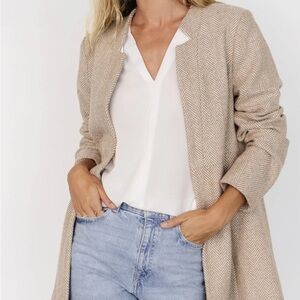 Andre by Unit NWT Tan Herringbone Open Front Blazer